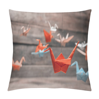 Personality  Colorful Origami Paper Cranes Pillow Covers