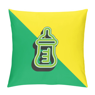 Personality  Baby Bottle Green And Yellow Modern 3d Vector Icon Logo Pillow Covers