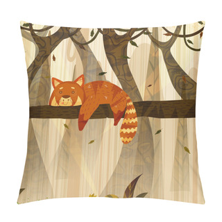 Personality  Wild Animal Red Panda In Jungle Forest Background Pillow Covers