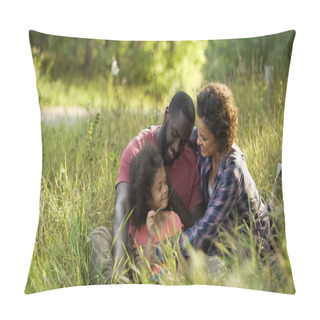 Personality  Exemplary Couple Dedicate Their Free Time To Only Child, Relaxing In Summer Park Pillow Covers