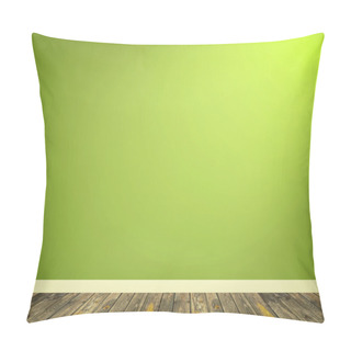 Personality  Interior With Green Wall And Wooden Floor Pillow Covers