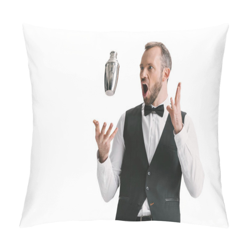 Personality  handsome bartender with shaker pillow covers