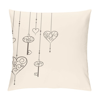 Personality  Vintage Hearts And Keys Hanging Pillow Covers