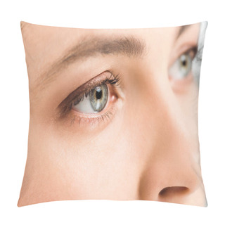 Personality  Cropped View Of Woman With Eye Shadows On Eyes Looking Away  Pillow Covers