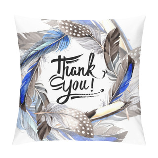 Personality  Bird Feathers From Wing Isolated On White. Watercolor Background Illustration Set. Frame Border Ornament. Pillow Covers