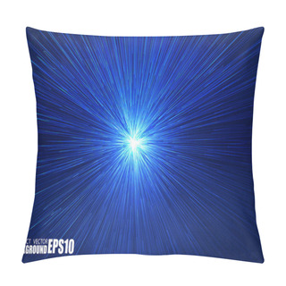 Personality  Shiny Radial Burst With Linear Particles. Vector Absrtact Illustration. Blue Background With Explosion. Shiny Light Rays Pillow Covers