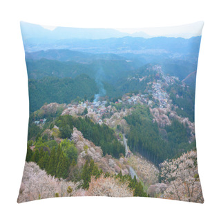 Personality  Landscape View Of Thousands Of Cherry Trees Flowering On Mount Yoshino In Nara, Japan Pillow Covers