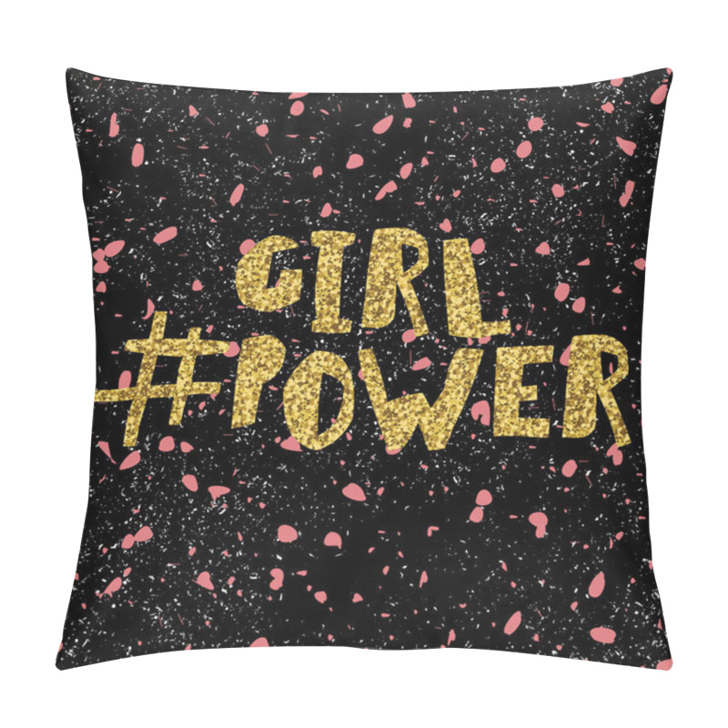 Personality  Golden Glitter Inscription Girl Power Pillow Covers