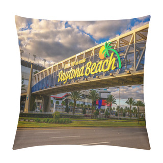 Personality  A Welcome Sign In Daytona Beach, Florida. Pillow Covers