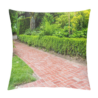 Personality  Green Hedge And Brick Pathway In A Garden Pillow Covers