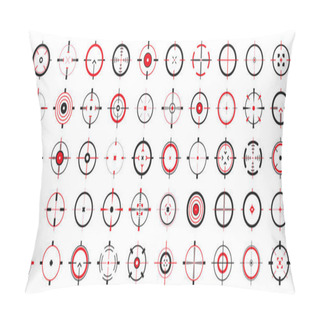 Personality  Crosshair, Gun Sight Vector Icons. Bullseye, Black Target Or Aim Symbol. Military Rifle Scope, Shooting Mark Sign. Targeting, Aiming For A Shot. Archery, Hunting And Sports Shooting. Game UI Element. Pillow Covers