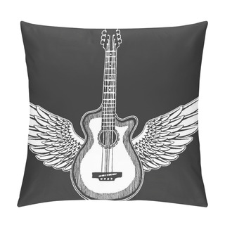 Personality  Cool Guitar. Rock Emblem For Music Festival. Heavy Metall Concert. T-shirt Print, Poster. Musical Instrument. Badge, Logo Art Pillow Covers