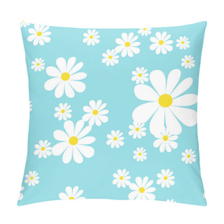 Personality  Vector Romantic Pattern Background With Daisies In A Flat Style. Seamless Pattern Of Daisies On A Colored Background,  Print, Textile, Floral Print Pillow Covers