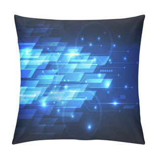 Personality  Abstract Blue Power Cyber Digital Technology Futuristic Background Vector Illustration Pillow Covers