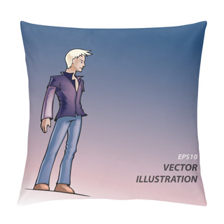 Personality  Vector Illustration Of A Blond Man. Pillow Covers