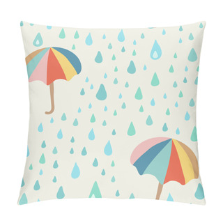 Personality  Vector Doodle Pattern With Rain Drop And Umbrella. Beautiful Abstract Pattern, Season Illustration Pillow Covers