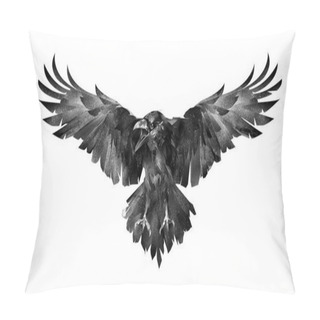 Personality  Picture Of The Bird The Raven In Front On A White Background Pillow Covers