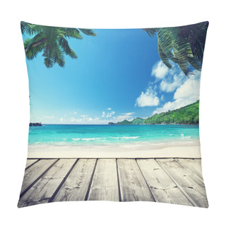 Personality  Seychelles Beach And Wooden Pier Pillow Covers