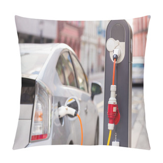 Personality  Electric Car In Charging Station. Pillow Covers