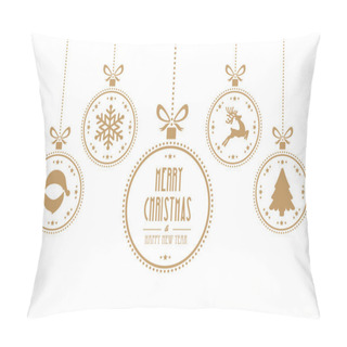 Personality  Christmas Balls Hanging Gold Isolated Background Pillow Covers