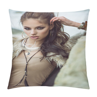 Personality  Fur Coat And Flash Tattoos Pillow Covers