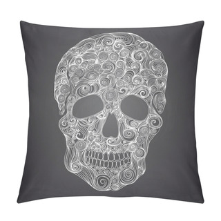 Personality  Vector Illustration With Hand Drawn Skull. Pillow Covers