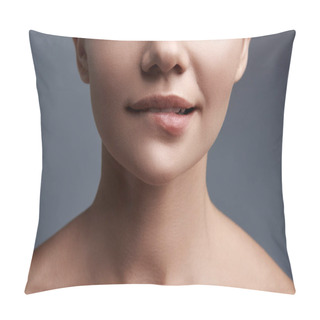 Personality  Close Up Of The Lips Of Young Beautiful Woman Pillow Covers