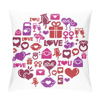 Personality  Valentines And Love Icons In Circle Shape Pillow Covers