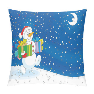 Personality  Christmas Snowman With Gifts Pillow Covers