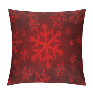 Personality  Abstract Red Background With Snowflakes Pillow Covers