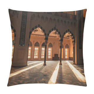 Personality  ISTANBUL, TURKEY - NOVEMBER 12, 2020: Interior Of Mihrimah Sultan Mosque With Sunlight Coming Through Arch Windows Pillow Covers