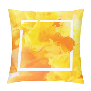 Personality  Creative Design With Flowing Yellow And Orange Paint In White Square Frame Pillow Covers