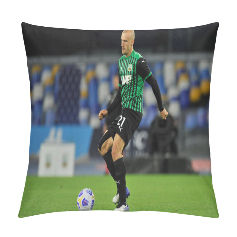 Personality  Vlad Chiriches player of Sassuolo during the SerieA football championship match between Napoli vs Sassuolo final result 0-2, match played at the San Paolo stadium in Naples. Italy, 01 November, 2020.  pillow covers