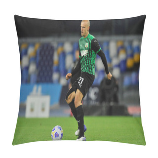 Personality  Vlad Chiriches Player Of Sassuolo During The SerieA Football Championship Match Between Napoli Vs Sassuolo Final Result 0-2, Match Played At The San Paolo Stadium In Naples. Italy, 01 November, 2020.  Pillow Covers