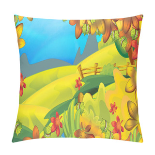Personality  Cartoon Autumn Nature Background With Forest And Mountains With Space For Text - Illustration For Children Pillow Covers