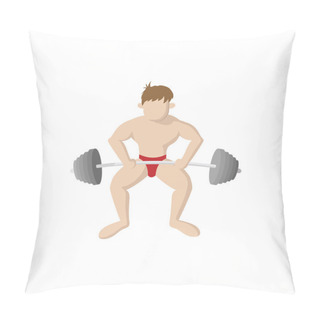 Personality  Man Doing Heavy Duty Squats With Barbell Icon Pillow Covers