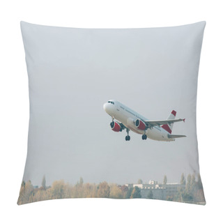 Personality  Flight Departure Of Jet Plane Above Airport Runway Pillow Covers