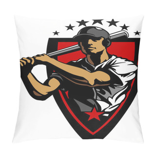 Personality  Baseball Player Batting Vector Design Template Pillow Covers