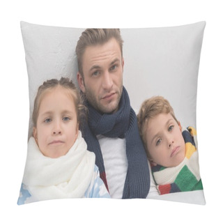 Personality  Sick Father With Son And Daughter In Bed  Pillow Covers