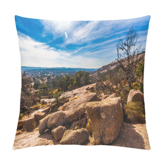 Personality  The Amazing Granite Stone Slabs And Boulders Of Legendary Enchanted Rock, In The Texas Hill Country. Pillow Covers
