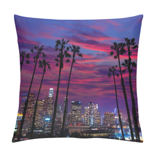 Personality  Downtown LA Night Los Angeles Sunset Skyline California Pillow Covers
