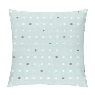 Personality  Delicate Light Little Stars Regular Geometric Elements In Rows On Blue Background Seamless Pattern Pillow Covers