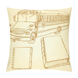 Personality  Sketch School Bus, Book And Notebook Pillow Covers