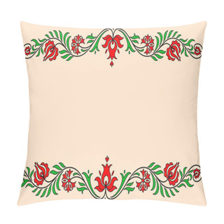 Personality  Vintage Label With Traditional Hungarian Floral Motives Pillow Covers