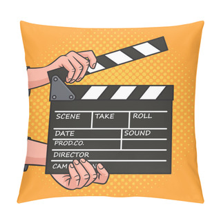 Personality  Movie Clapperboard Pop Art Retro Vector Illustration. Comic Book Style Imitation. Pillow Covers