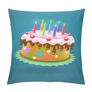 Personality  Birthday Cake With Burning Candles Pillow Covers