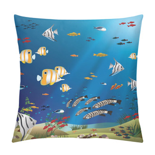 Personality  Leaflet Width Tropical Fishes Bottom Of The Ocean Pillow Covers