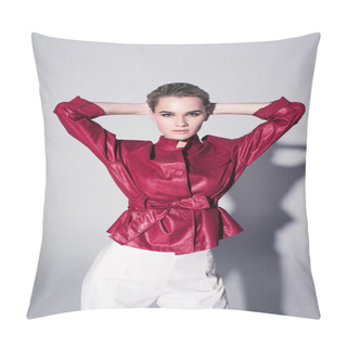 Personality  Girl Posing For Fashion Shoot Pillow Covers