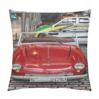 Personality  Red European Mini Car Exposed In The Museum. PTV 250 Pillow Covers