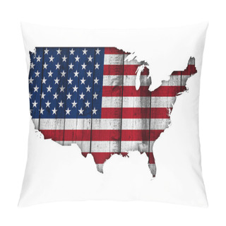 Personality  Map And Flag Of The USA On Weathered Wood Pillow Covers